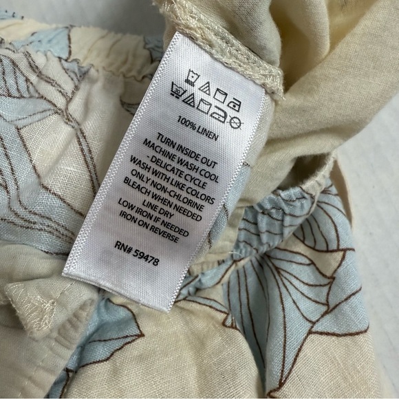 Cynthia Rowley Cream and Blue High Waist  shorts, 100% Linen Size L - Picture 4 of 6